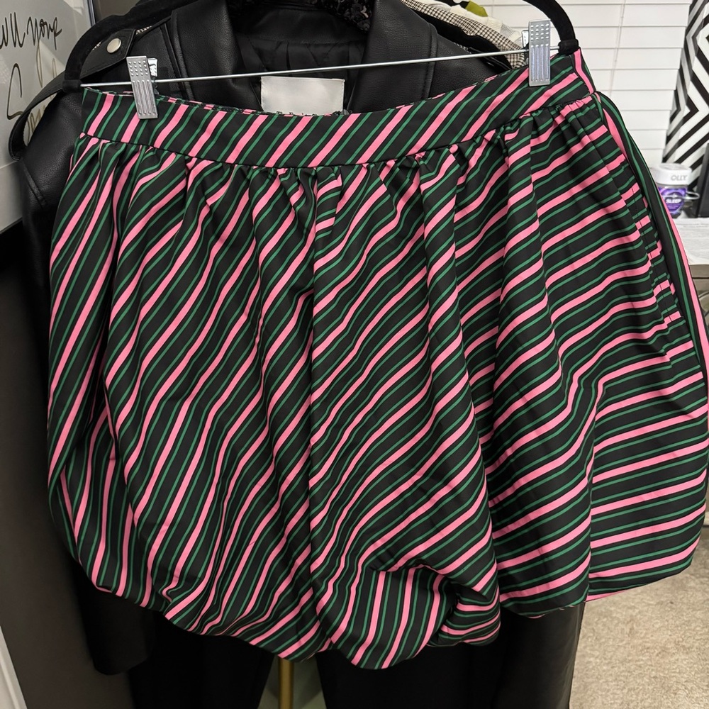 Wicked Women's Striped Bubble Mini Skirt - Pink and Green - Picture 6 of 7